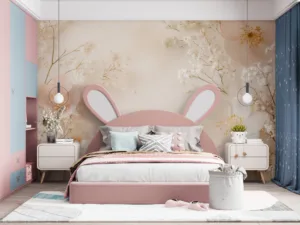A serene floral arrangement with delicate flowers and soft foliage in soft pinks|whites|and beige tones.
