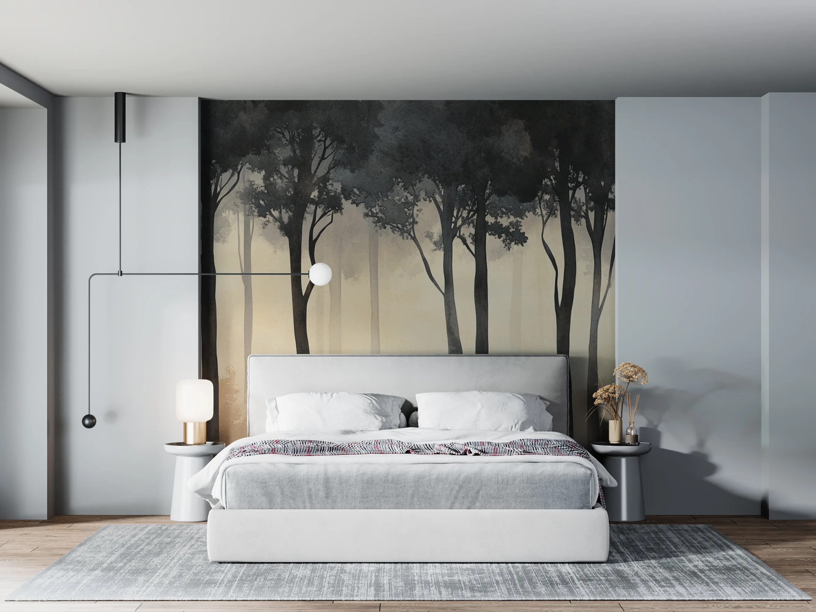 Rendered wallpaper image for Tranquil Forest Serenity Wall Mural