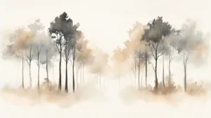 Alternative view of Tranquil Forest Watercolor Art Wall Mural
