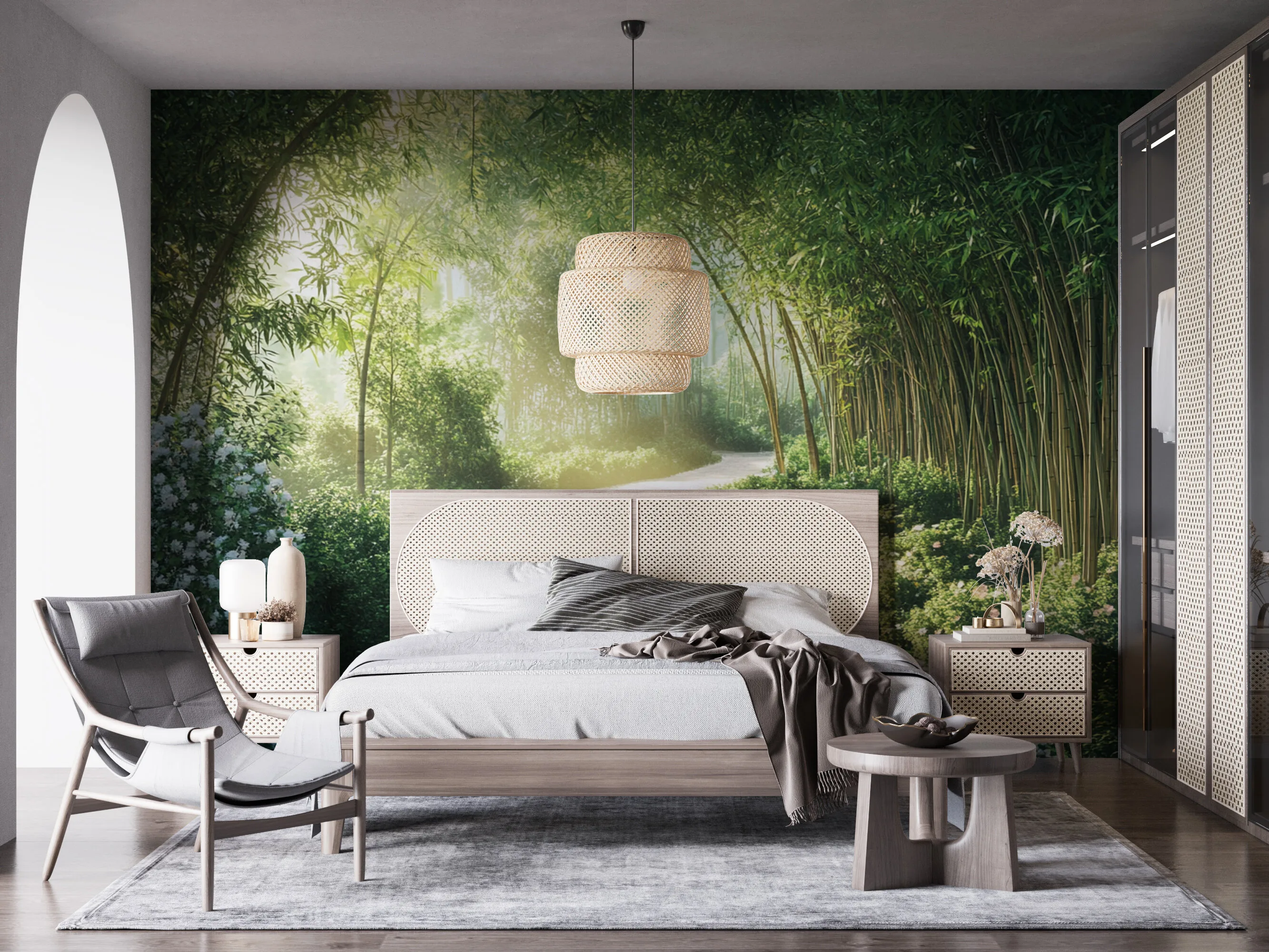 Rendered wallpaper image for Tranquil Garden Pathway Wall Mural
