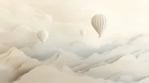 Alternative view of Tranquil Hot Air Balloons in a Dreamlike Landscape Wall Mural