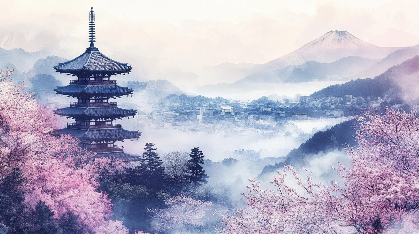 Main product image for Tranquil Kyoto Cityscape Wall Mural