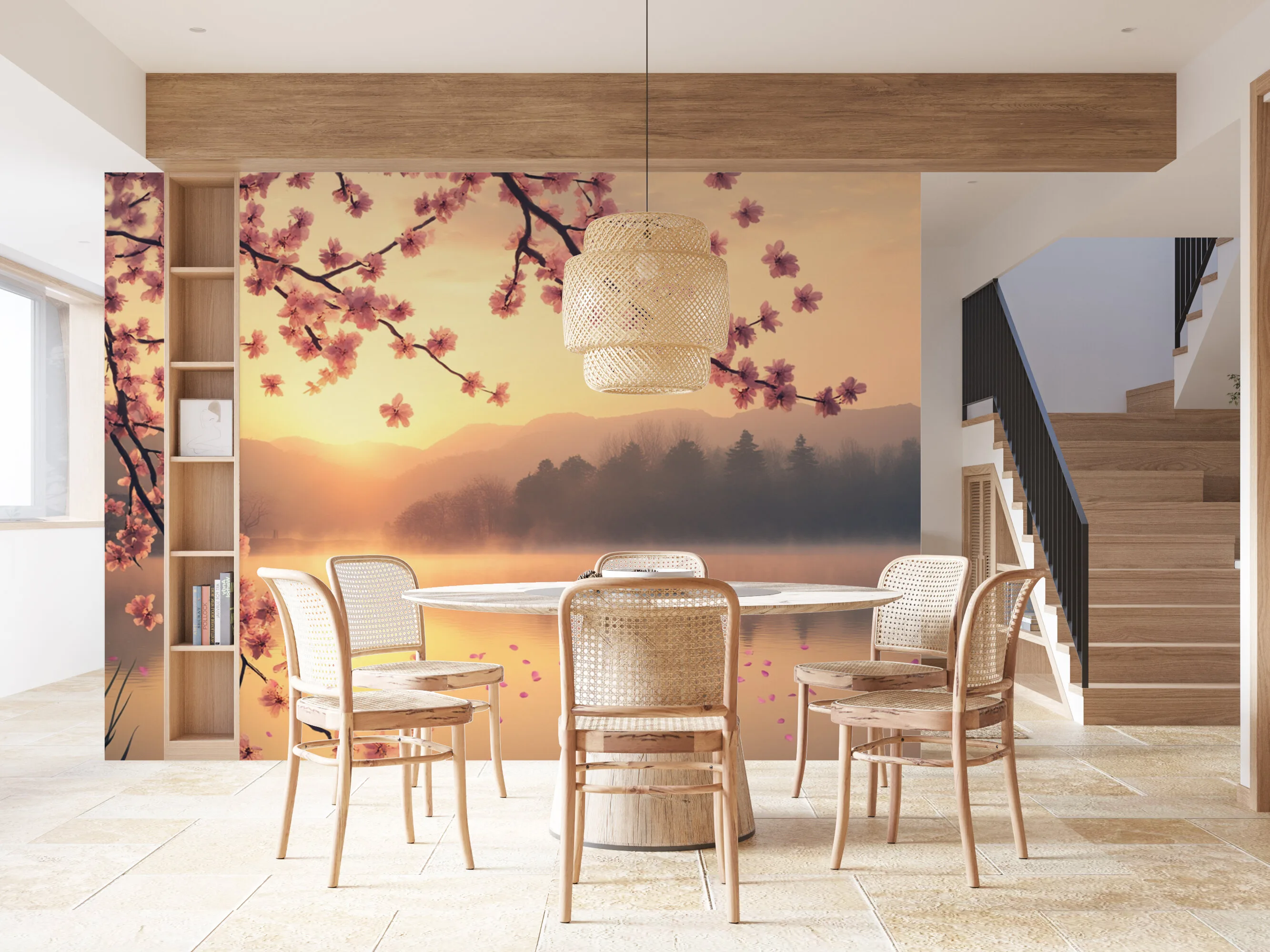 Rendered wallpaper image for Tranquil Lakeside Serenity Wall Mural