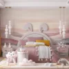 A serene landscape featuring soft pinks and grays|evoking tranquility.|