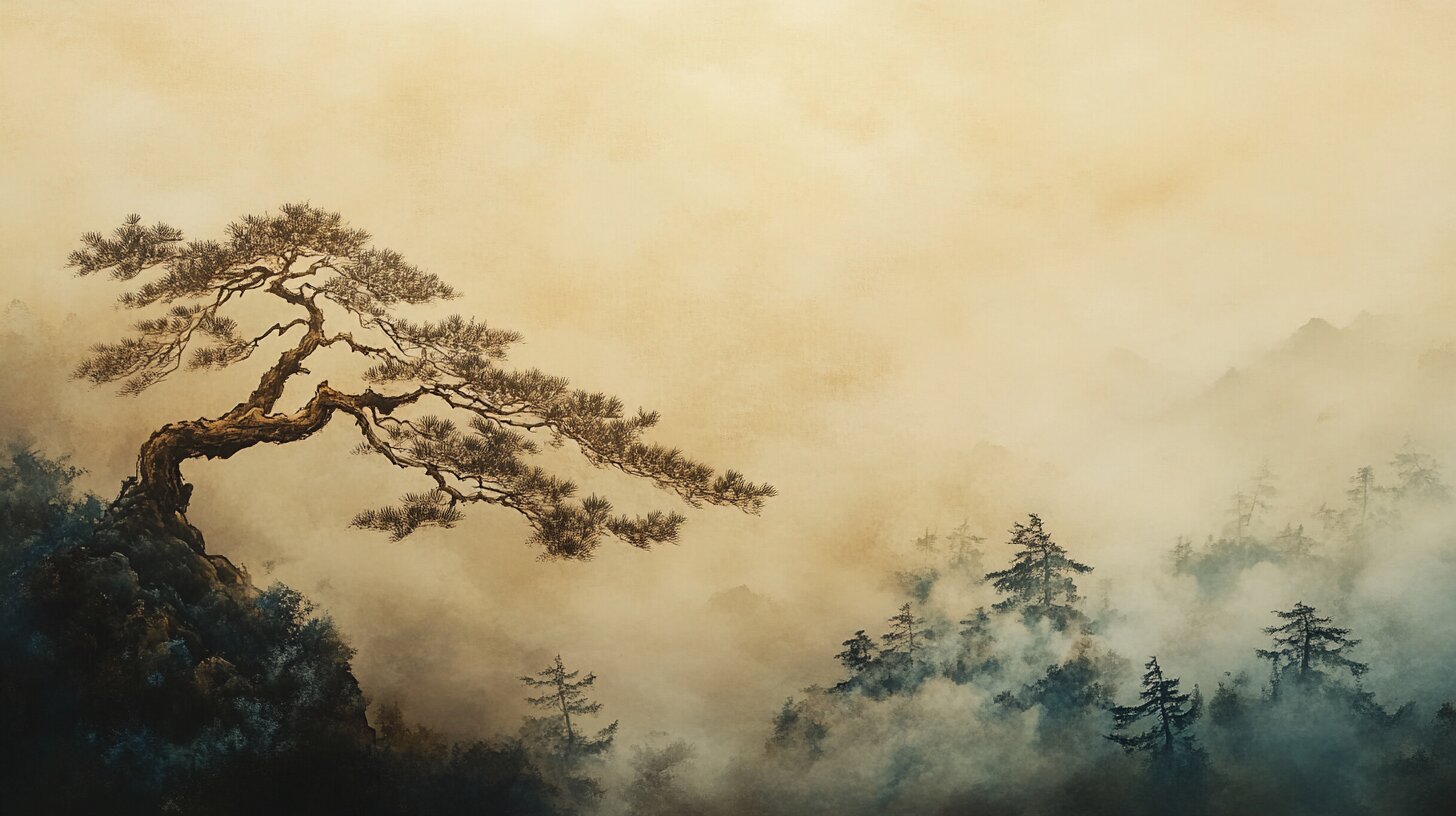 Main product image for Tranquil Misty Landscape Wall Mural