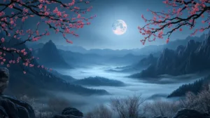 Alternative view of Tranquil Moonlit Landscape Wall Mural