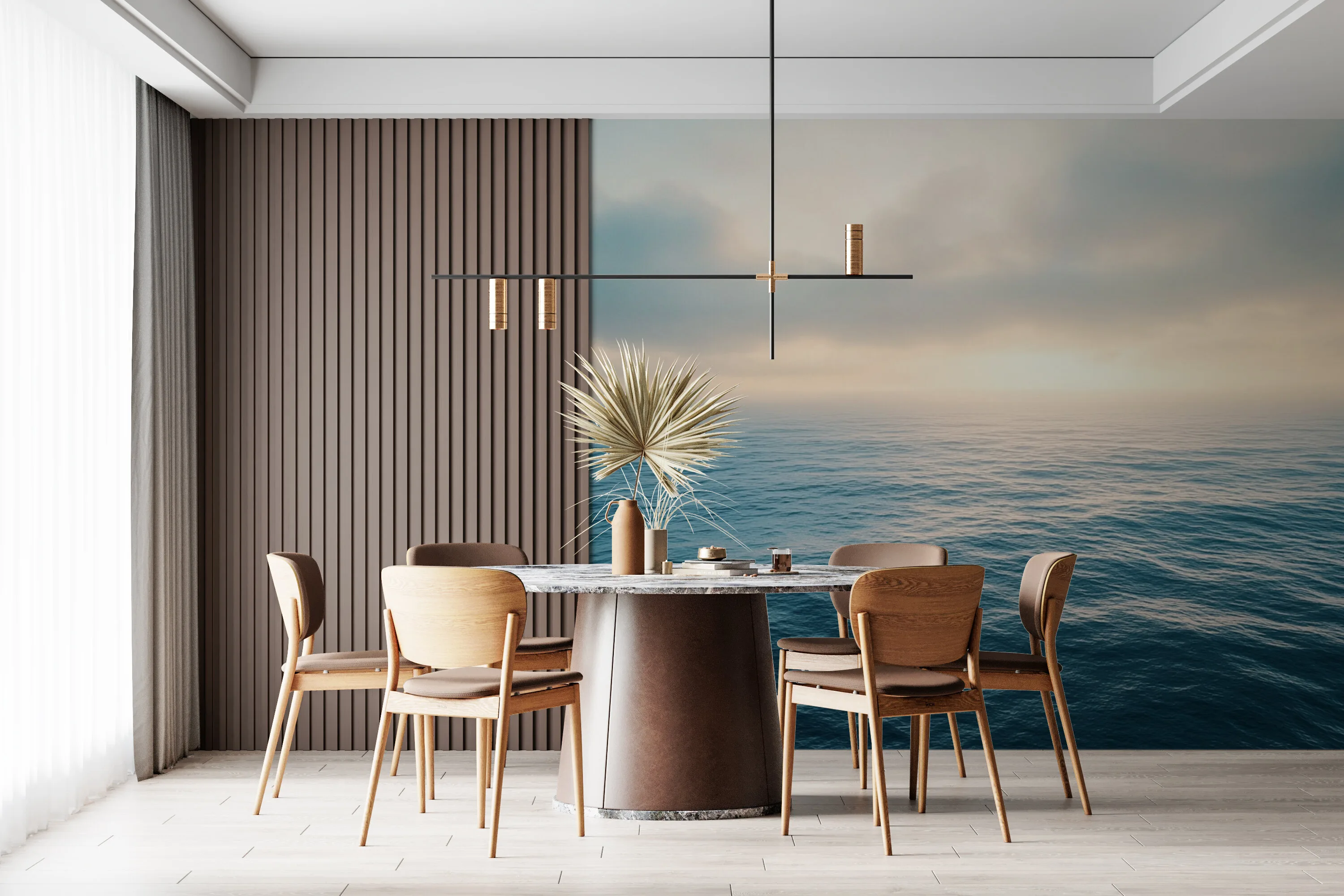 Rendered wallpaper image for Tranquil Ocean Scene Wall Mural