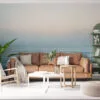 Tranquil ocean seascape with gentle waves and a misty horizon