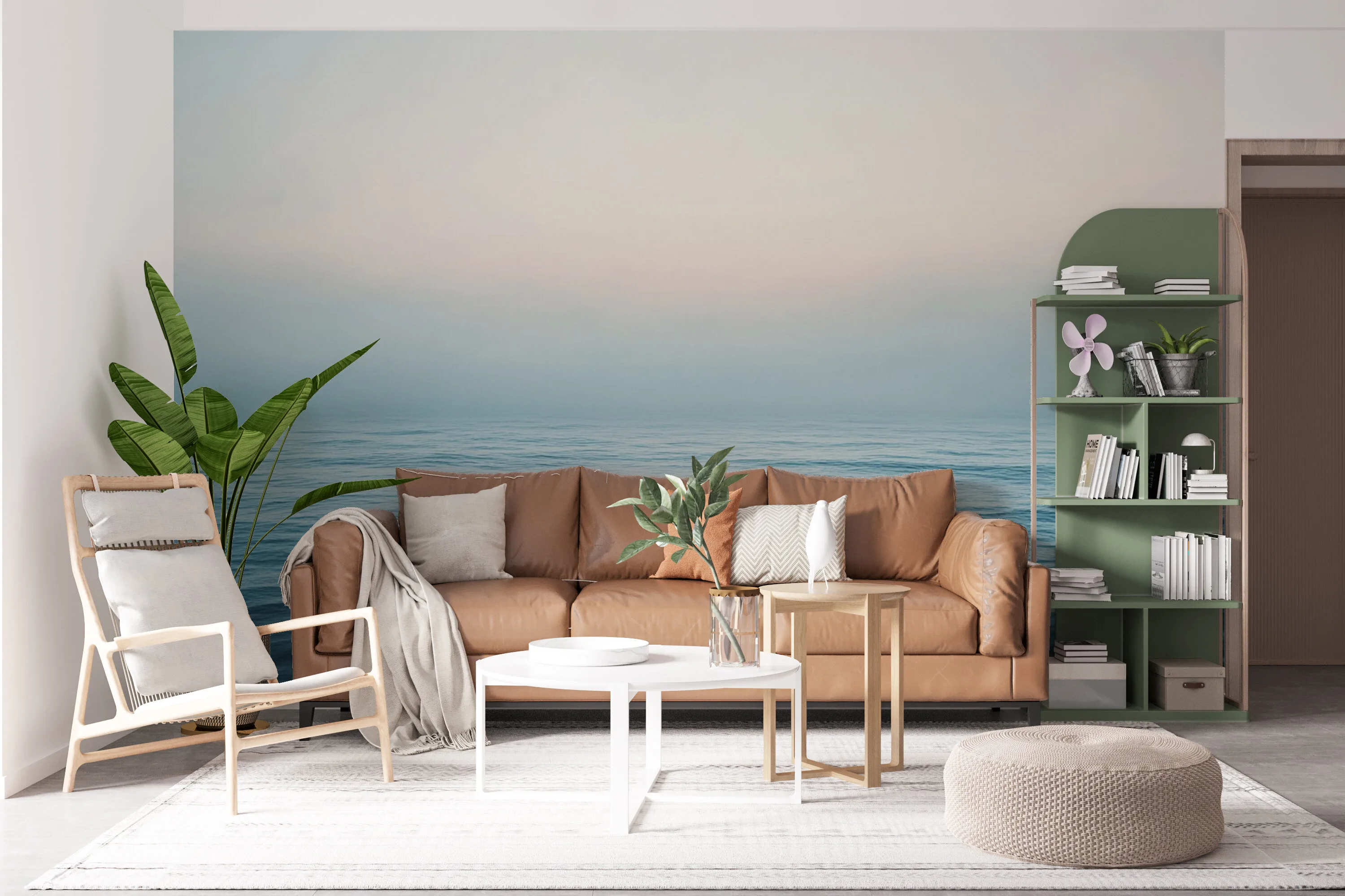 Rendered wallpaper image for Tranquil Ocean Seascape Wall Mural