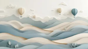 Alternative view of Tranquil Paper Landscape Wall Mural