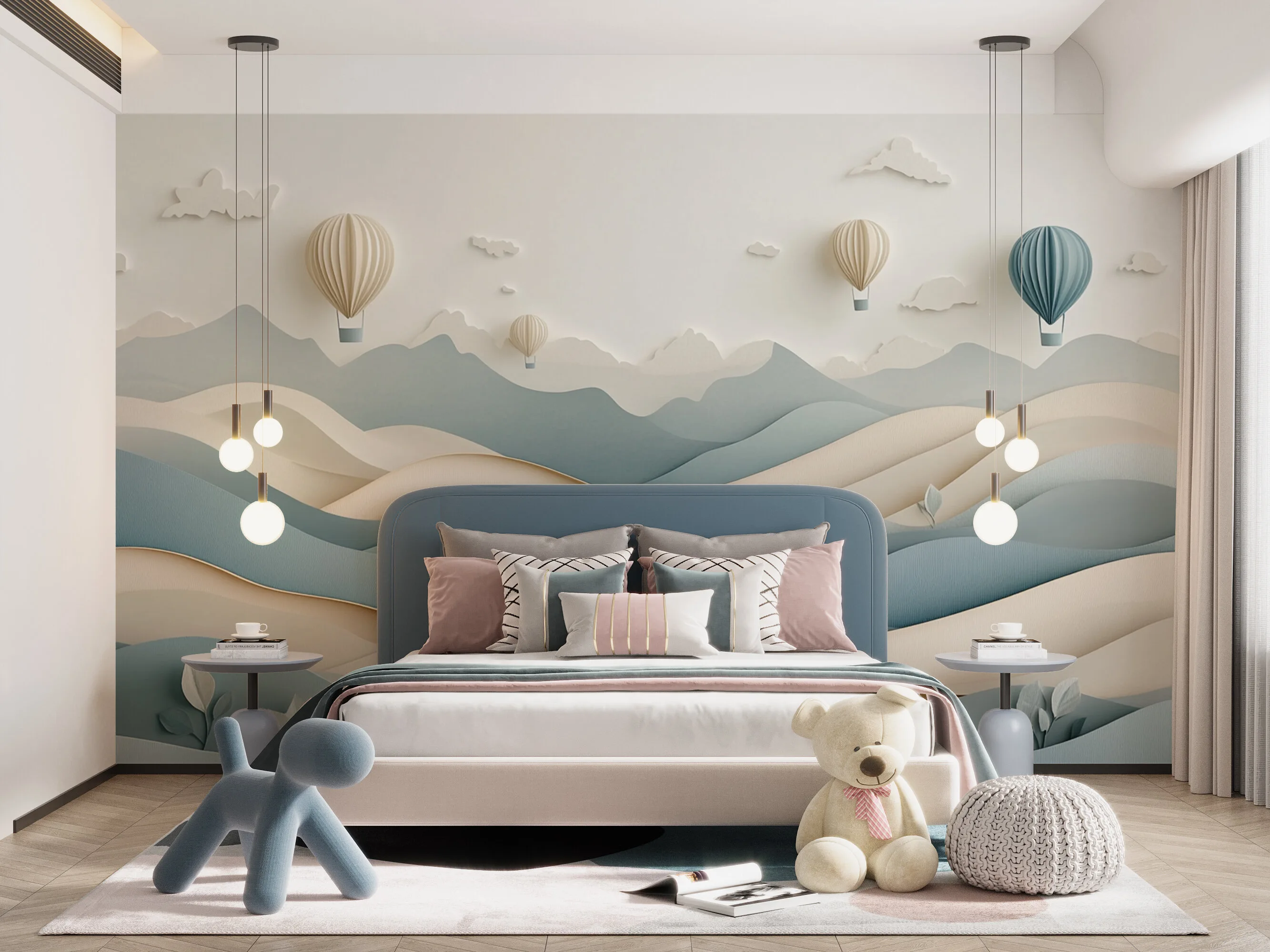 Rendered wallpaper image for Tranquil Paper Landscape Wall Mural