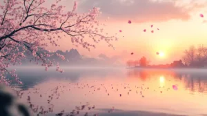 Alternative view of Tranquil Sunrise Landscape Wall Mural
