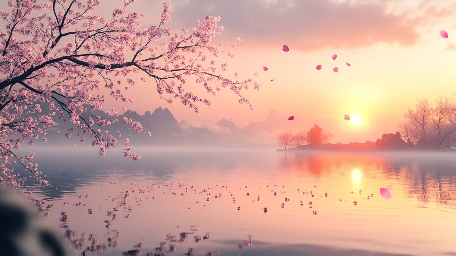 Main product image for Tranquil Sunrise Landscape Wall Mural