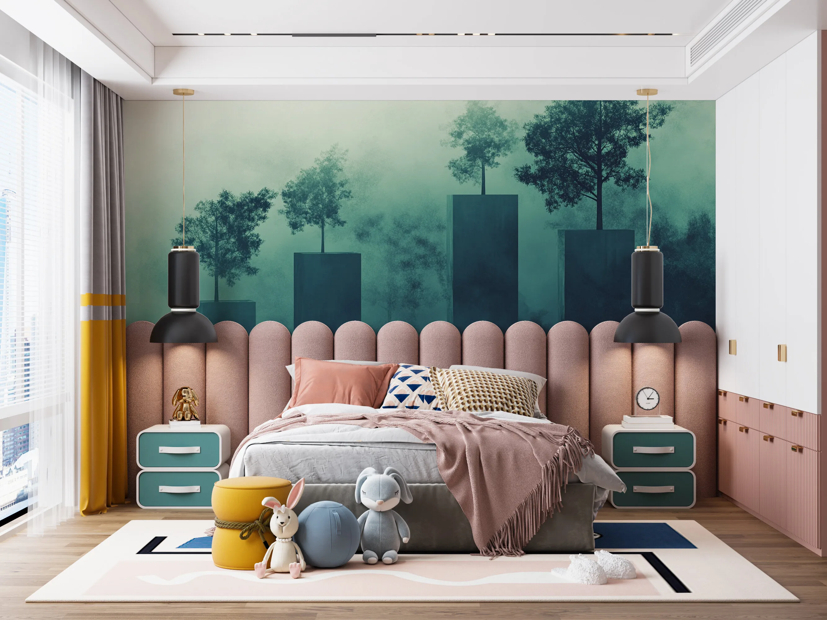 Rendered wallpaper image for Tranquil Surreal Structures Wall Mural