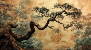 Alternative view of Twisting Bonsai Serenity Wall Mural