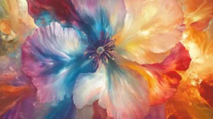 Alternative view of Vibrant Abstract Floral Composition Wall Mural