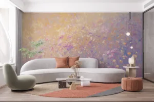 Abstract floral artwork featuring vibrant colors and a serene atmosphere.||