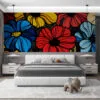 Artistic floral composition in vibrant colors.