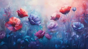 Alternative view of Vibrant Floral Dreamscape Wall Mural