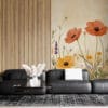 Vibrant floral garden illustration featuring poppies