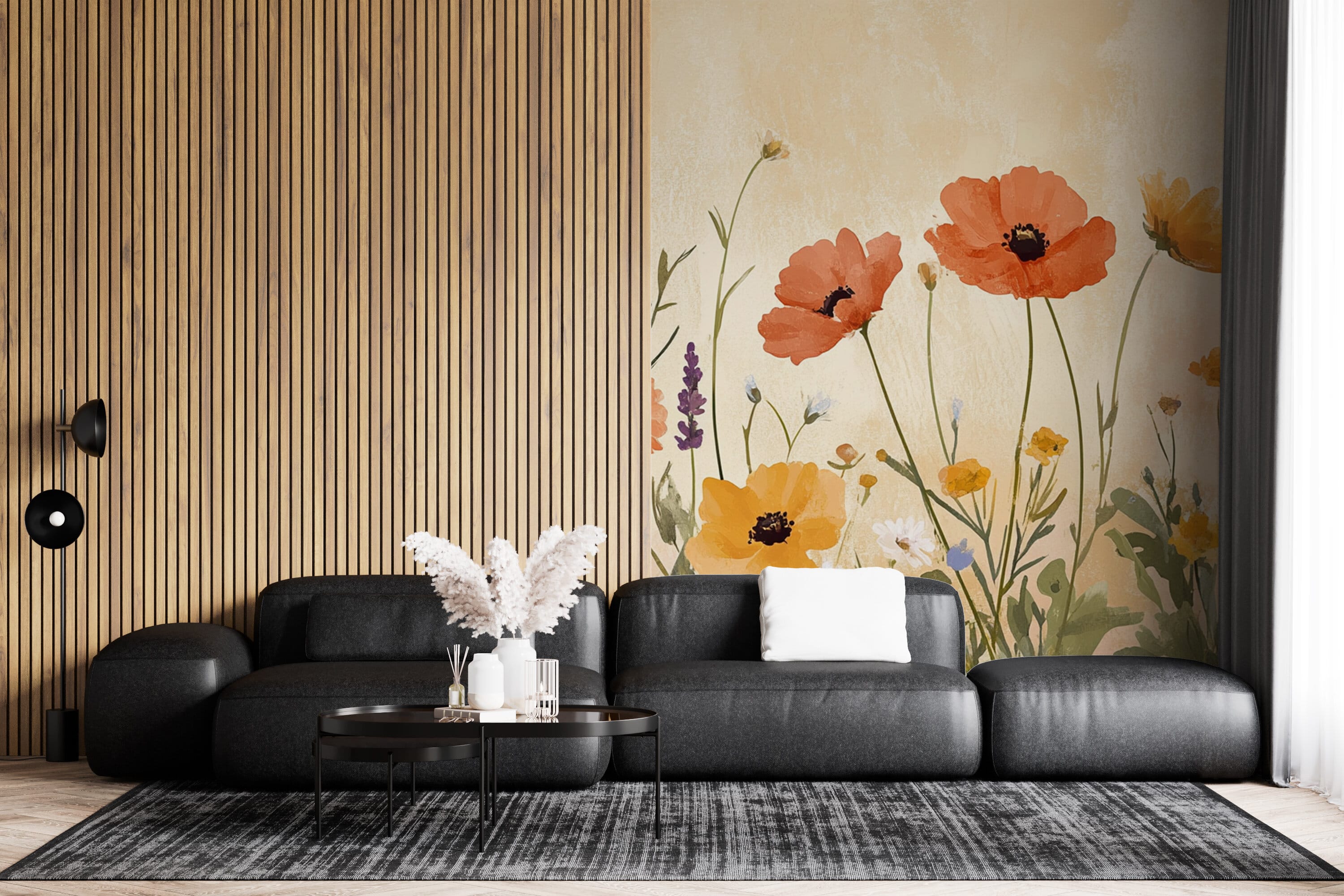 Rendered wallpaper image for Vibrant Floral Garden Wall Mural