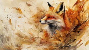 Alternative view of Vibrant Fox Illustration Wall Mural
