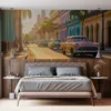 Vibrant urban cityscape of Havana|Cuba with vintage classic cars and colorful buildings.|