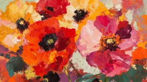 Alternative view of Vibrant Poppy Arrangement Wall Mural