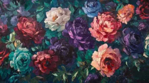 Alternative view of Vibrant Roses Floral Art Wall Mural