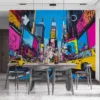 Vibrant pop art scene of Times Square|New York City with bright colors and dynamic energy.|