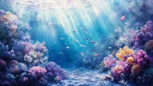 Alternative view of Vibrant Underwater Coral Scene Wall Mural