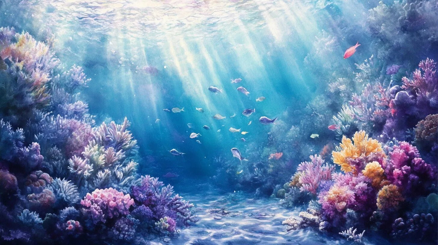 Main product image for Vibrant Underwater Coral Scene Wall Mural