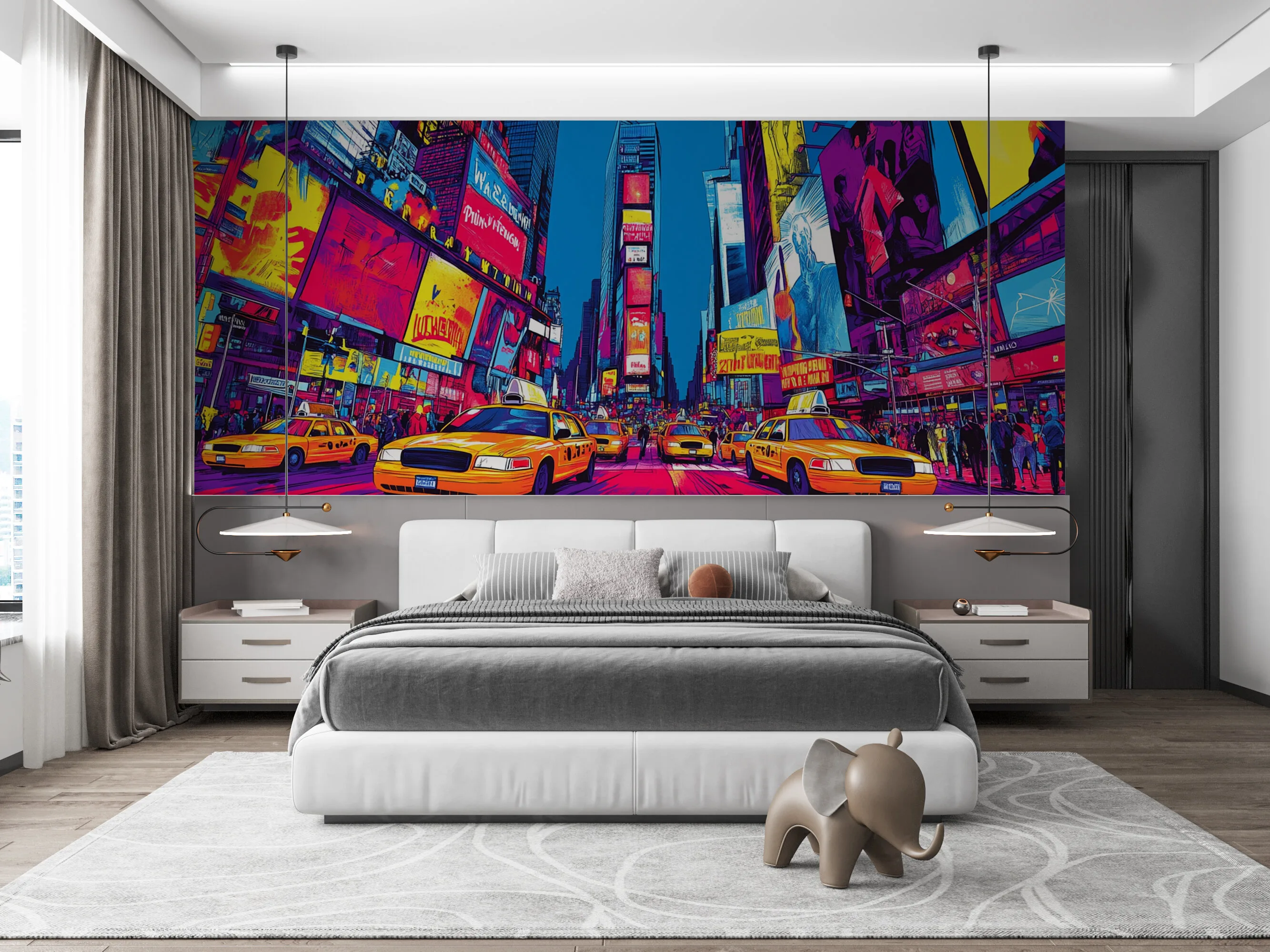 Rendered wallpaper image for Vibrant Urban Pop Art Illustration Wall Mural