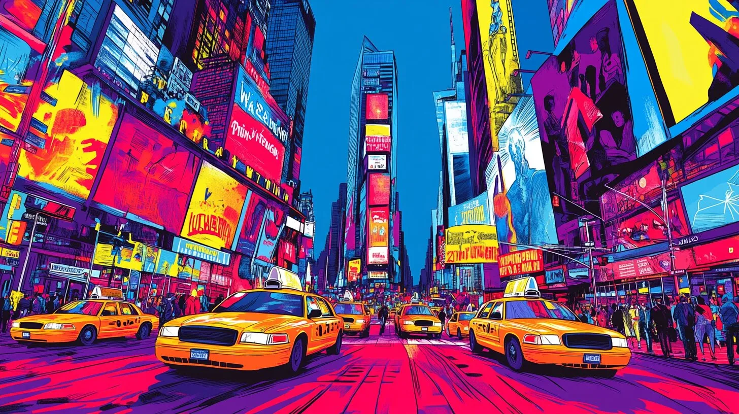 Main product image for Vibrant Urban Pop Art Illustration Wall Mural