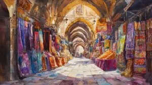 featuring vibrant textiles and historical architecture.