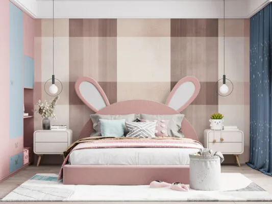 Warm plaid pattern in soft shades of pink