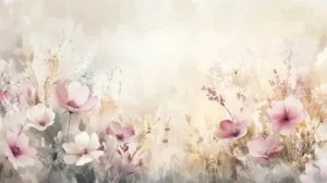 Alternative view of Watercolor Floral Design Wall Mural