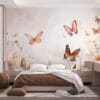 Serene artwork featuring colorful butterflies among floral elements.