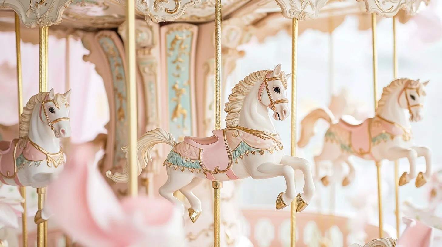Main product image for Whimsical Carousel Horses Wall Mural
