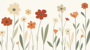 Alternative view of Whimsical Floral Arrangement Wall Mural