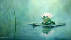 Alternative view of Whimsical Frog on a Lily Pad Wall Mural