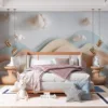 Stylized artistic representation of a whimsical landscape with soft pastel colors.||