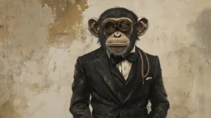 Alternative view of Whimsical Monkey in Formal Attire Wall Mural