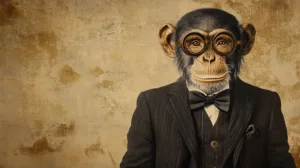 Alternative view of Dapper Primate in Spectacles Wall Mural