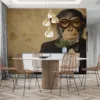 Stylized monkey in a suit with glasses against a textured background||