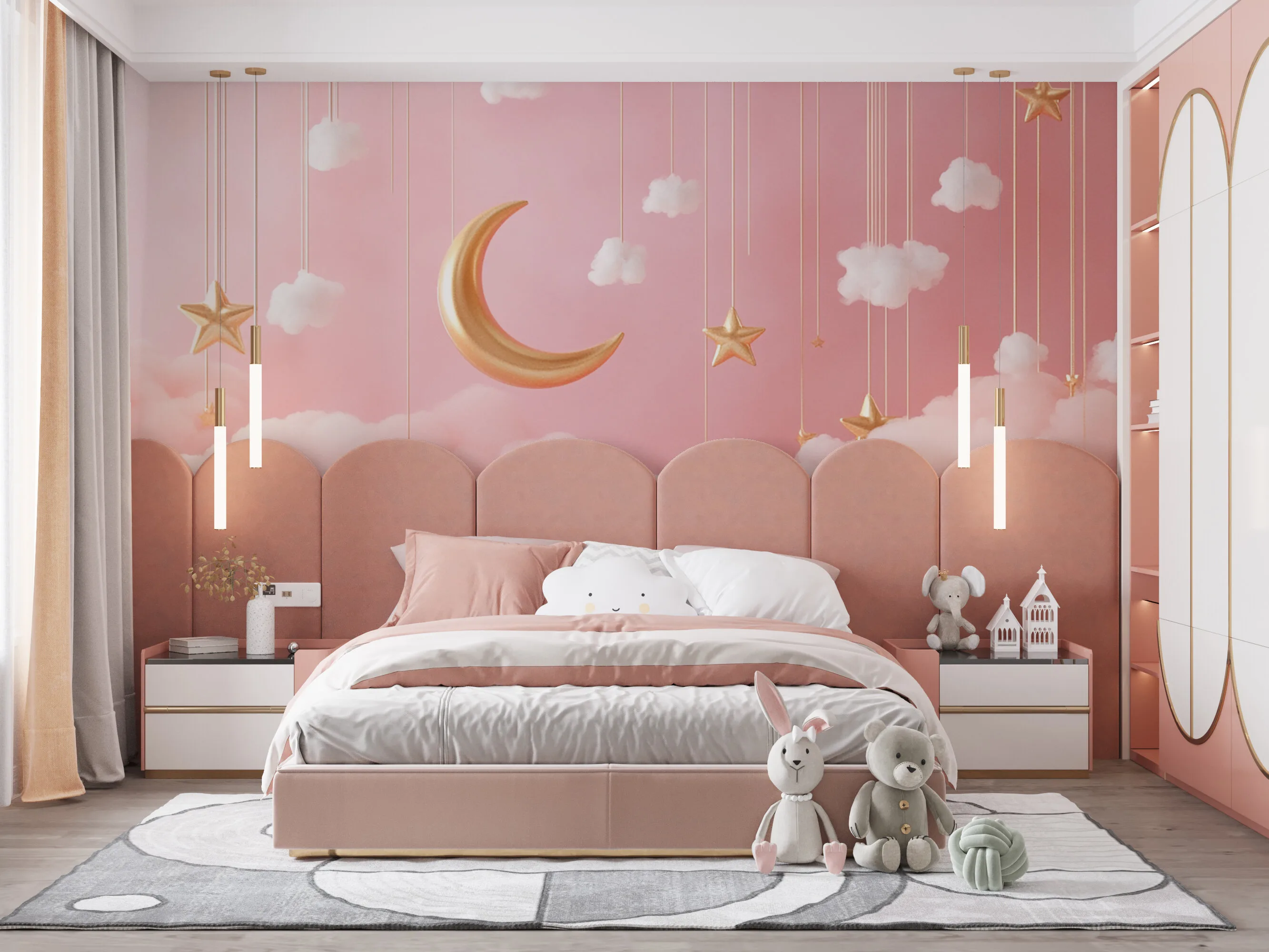 Rendered wallpaper image for Whimsical Night Sky Wall Mural