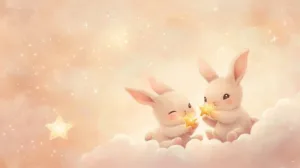 Alternative view of Whimsical Rabbit Cloud Play Wall Mural
