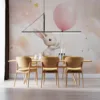 Cute illustrated rabbit with a pink balloon in a dreamy pastel background.||