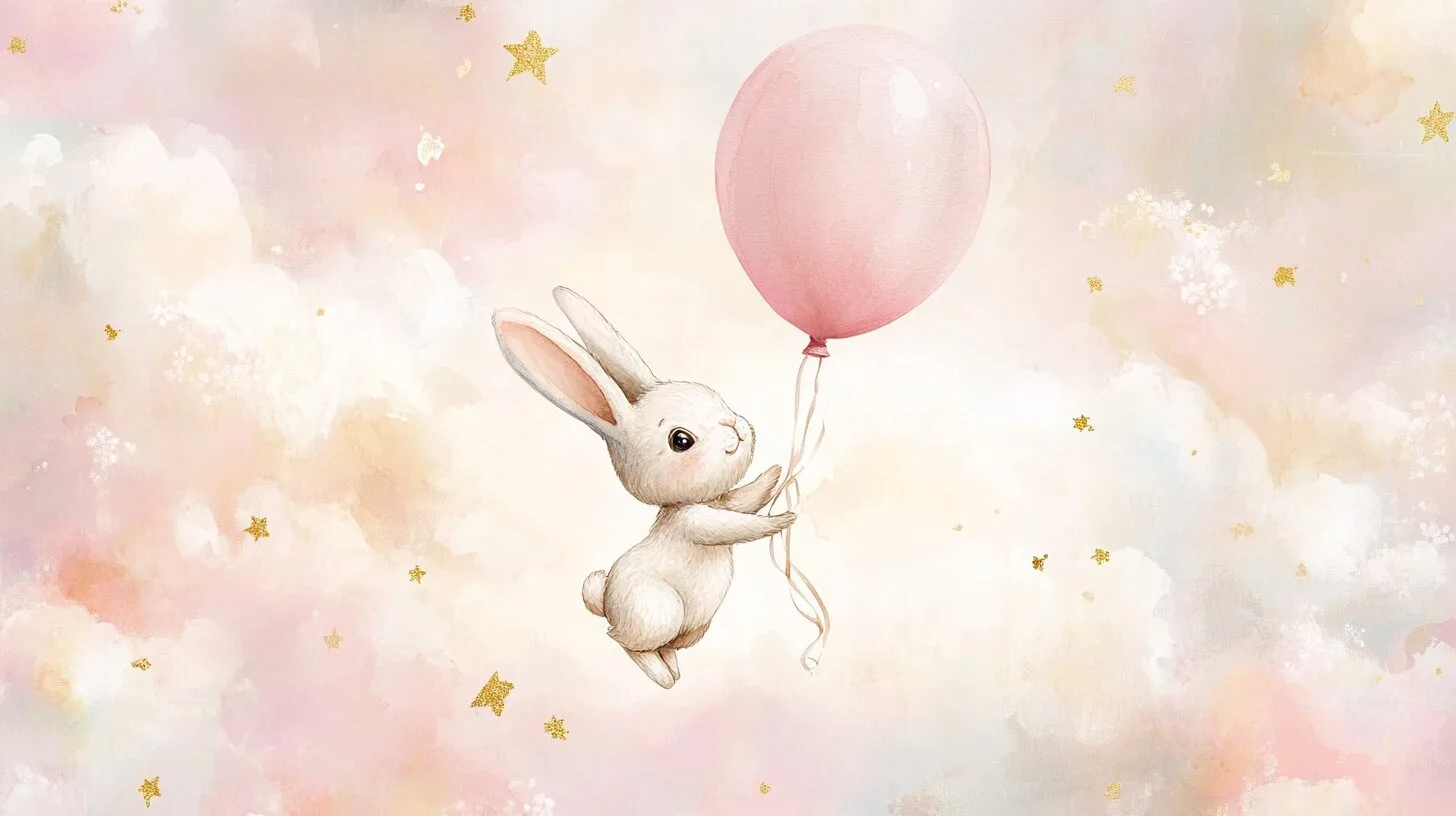 Main product image for Dreamy Bunny in a Pink Sky Wall Mural
