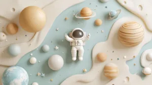 Alternative view of Whimsical Space Adventure Wall Mural